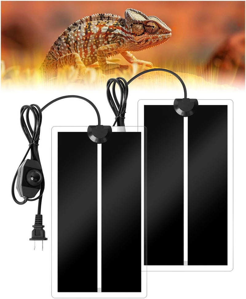 Glow Up 7W Reptile Vivarium Heat Mats, Pets Heating Pad with Temperature Adjustment, Amphibian Tank Warmer for Reptiles, Turtles, Snakes, Lizard, Gecko, Removable Under Tank Reptile Heating Mat, (2X) - Image 1